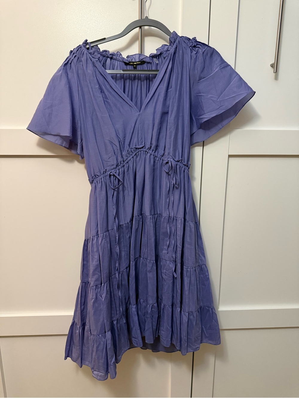 Kobi Halperin Lavender Tiered V-Neck Mini Dress